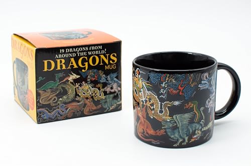 The Unemployed Philosophers Guild Drachen-Tasse – mit 19 verschiedenen Drachen aus der ganzen Welt, kommt in einer lustigen Box, 400 ml von The Unemployed Philosophers Guild