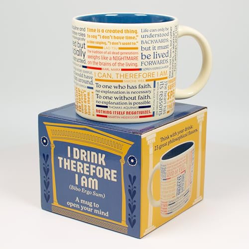 The Unemployed Philosophers Guild I Drink Therefore I Am – mit 23 großartigen philosophischen Zitaten – kommt in einer lustigen Geschenkbox, 400 ml. von The Unemployed Philosophers Guild