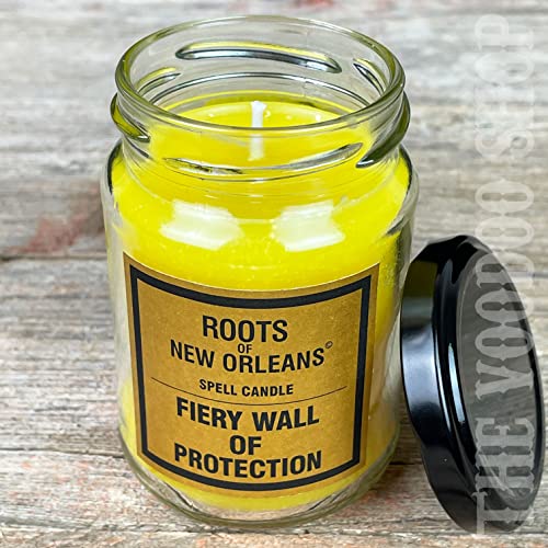 Roots Candle Fiery Wall of Protection - Magische Kerze im Glas mit detailierter Ritualanleitung - Starker Schutzzauber - Hoodoo, Voodoo, Conjure von The Voodoo Shop