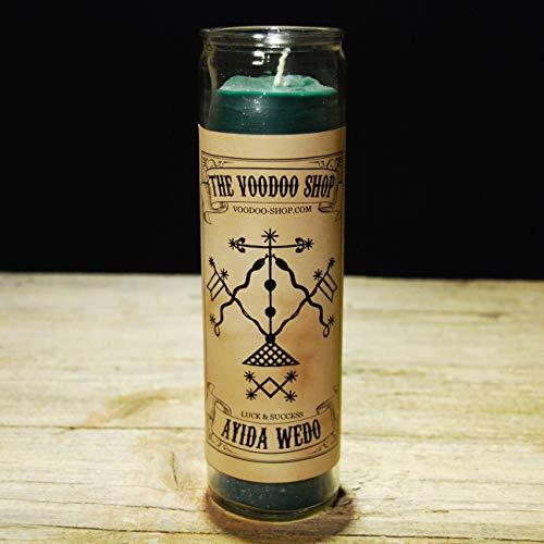 Voodoo Glaskerze - Ayida Wedo Glück, Geld, Erfolg | Voodoo Kerze mit Ritualanleitung | Conjure Candle von The Voodoo Shop