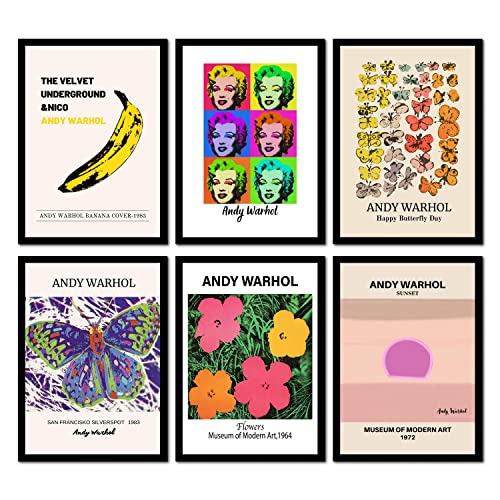 The Wall Gallery Kunstdrucke 6 Stück A4 Poster Set Andy Warhol Wandbilder Vintage/Retro Wohnzimmer-Deko The Wall Gallery Kunstdrucke 6 Stück A4 Poster Set Andy Warhol Wandbilder Vintage/Retro Wohnzimmer-Deko von Majen