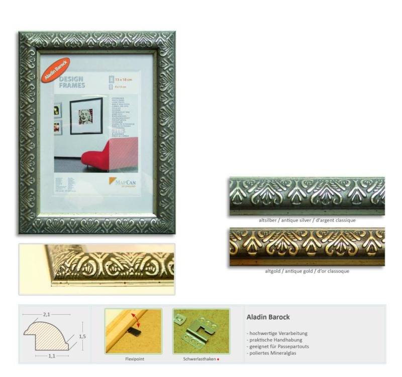 The Wall - the art of framing AG Bilderrahmen Holz Bilderrahmen Alladin Barock gold, 21 x 29,7 von The Wall - the art of framing AG
