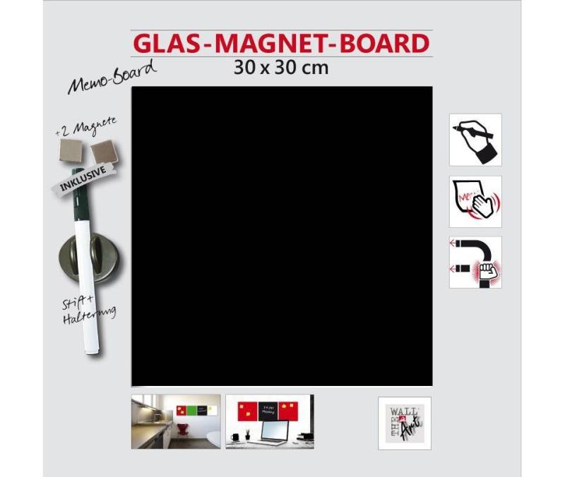The Wall - the art of framing AG Pinnwand Glas-Magnetboard schwarz, 30 x 30 cm von The Wall - the art of framing AG