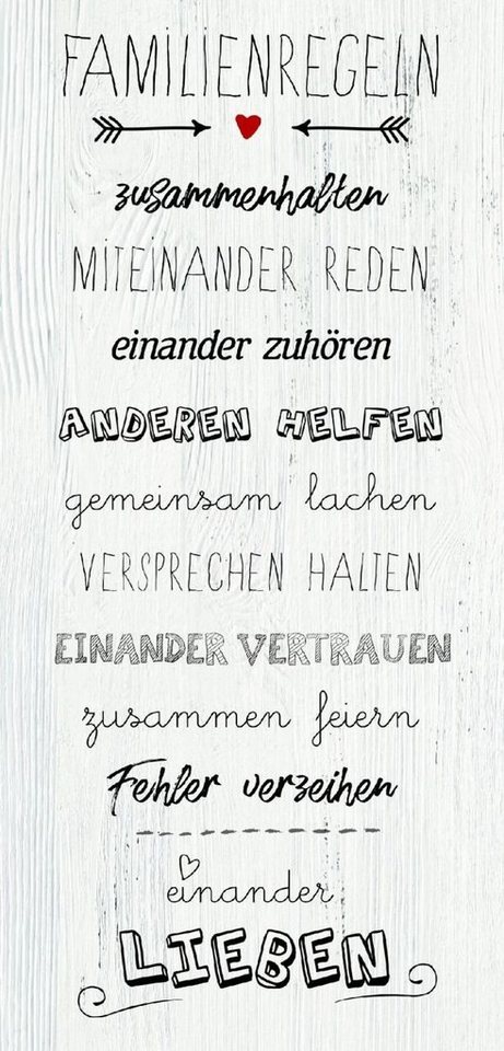 The Wall - the art of framing AG Wandbild Deco-Block Bild - Familienregeln 60 x 29 cm von The Wall - the art of framing AG