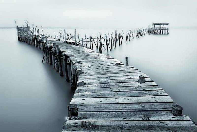 The Wall - the art of framing AG Wandbild Deco-Block Bild - Steg schwarz-weiß 118 x 78 cm, Natur von The Wall - the art of framing AG