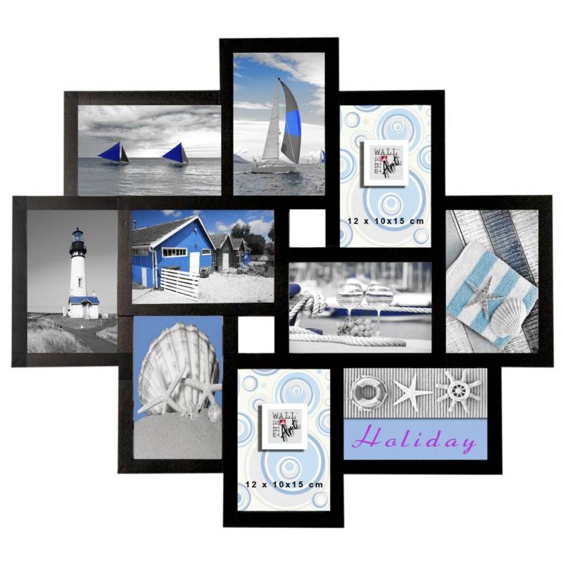 Bilderrahmen Multi Showcase 10 Fotos, schwarz, 55 x 55 cm von The Wall