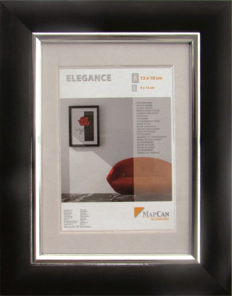 Kunststoff Bilderrahmen Elegance schwarz-metallic-silber, 40 x 50 cm von The Wall