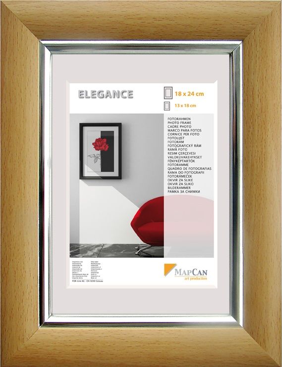 Kunststoff Bilderrahmen Elegance buche-metallic-silber, 18 x 24 cm von The Wall