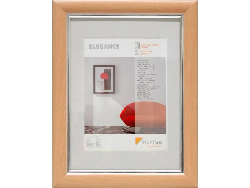 Kunststoff Bilderrahmen Elegance buche-metallic-silber, 21 x 29,7 cm von The Wall