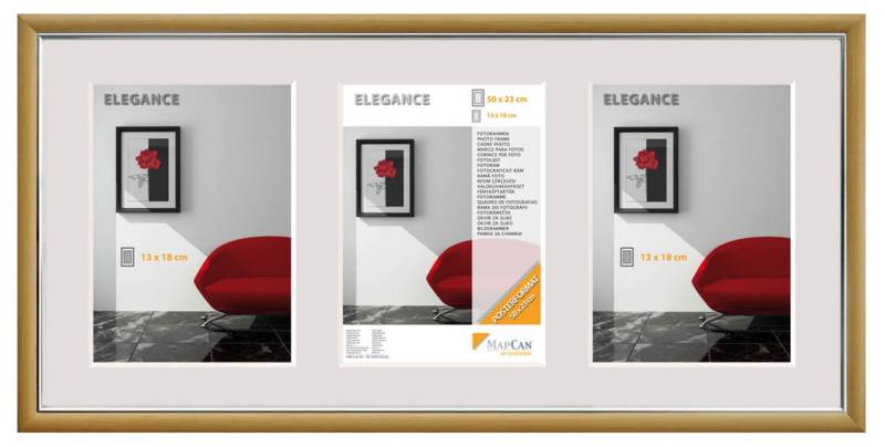 Kunststoff Bilderrahmen Elegance buche-metallic-silber, 23 x 50 cm von The Wall