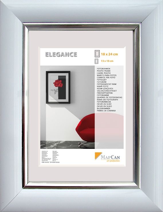Kunststoff Bilderrahmen Elegance weiß-metallic-silber, 18 x 24 cm von The Wall