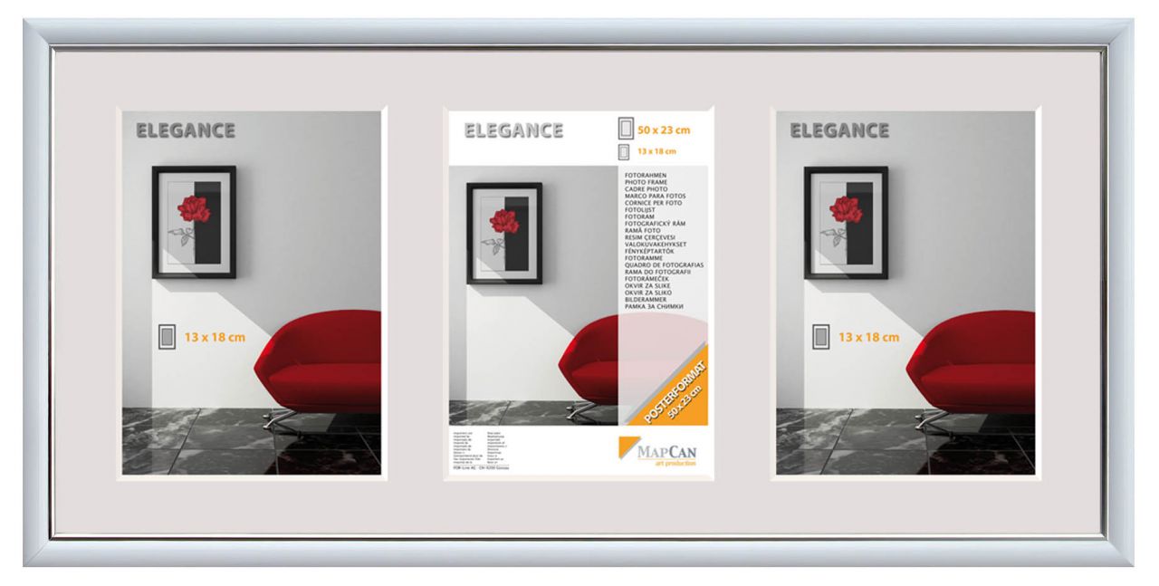 Kunststoff Bilderrahmen Elegance weiß-metallic-silber, 23 x 50 cm von The Wall