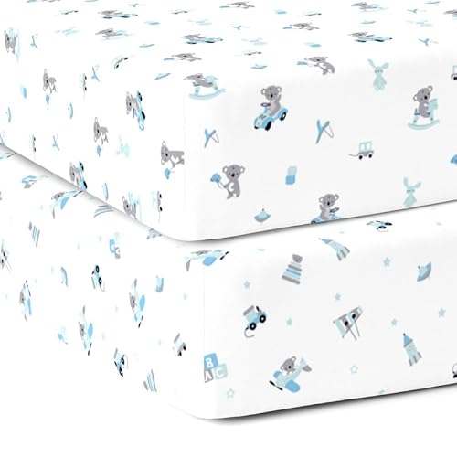 TWC Spannbettlaken für Babybetten 140x70x20 cm [Matratze Nicht im Lieferumfang enthalten] Reine Bio-Baumwolle | Superweicher, atmungsaktiver Twill-Stoff für Kleinkinder - Blaubär 1 und 2 von The White Cradle