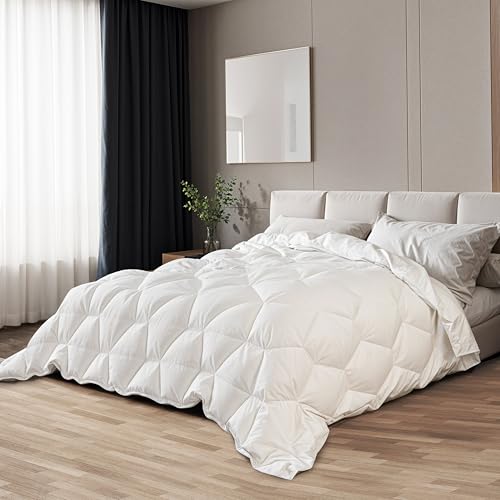 The White Stone Bettdecke 210 x 260 cm mit 150 g Füllung | Weiche Füllung aus Softwatte | Gestepptes Bettdecke aus weißer, antiallergischer Mikrofaser von The White Stone
