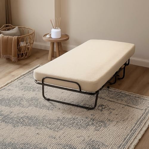 The White Stone Klappbett mit Matratze 80 x 190 cm aus Waterfoam | Klappbares Einzelbett | Mit Lenkrollen, Gebogenen Latten und Praktischem Schutzbezug The White Stone Klappbett mit Matratze 80 x 190 cm aus Waterfoam | Klappbares Einzelbett | Mit Lenkrollen, Gebogenen Latten und Praktischem Schutzbezug von The White Stone