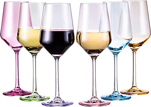 Farbiges Weingläser Set, große 340 ml Gläser, Set mit 6 Stück, einzigartiger italienischer Stil, kurze Becher für Weißwein, Rotwein, Wasser, Margarita-Gläser, farbiger Becher, Geschenk (Multicolored) Farbiges Weingläser Set, große 340 ml Gläser, Set mit 6 Stück, einzigartiger italienischer Stil, kurze Becher für Weißwein, Rotwein, Wasser, Margarita-Gläser, farbiger Becher, Geschenk (Multicolored) von The Wine Savant