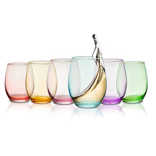 Farbiges Weinglas-Set, große 340 ml Gläser, 6 Stück, einzigartiger italienischer Stil, hoher Stiellos für Weiß- und Rotwein, Wasser, Geschenke, spiralförmige schöne Glaswaren (ohne Stiel) von The Wine Savant