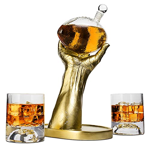 Fußball-Dekanter für Büro, Zuhause oder Party, mit 2 Fußball-Whiskey- und Weingläsern – Geschenk für Ehemann, Vatertag, Männer, Ihn – Likör, Scotch & Bourbon 750 ml, NFL, Superbowl, Geschenke von The Wine Savant