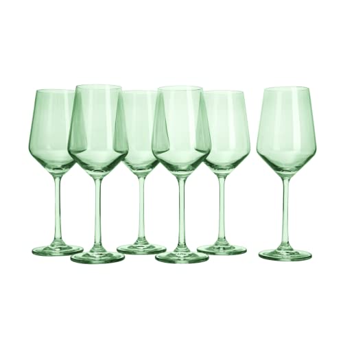 Grünes Weinglas-Set, 340 ml, 6 Stück – Hochzeit, Mintgrün, Geschenk, Babyparty, Gender Reveal Decor, einzigartiger italienischer Stil, hoher Stiel, für Weiß- und Rotwein elegante Glaswaren Farbe von The Wine Savant
