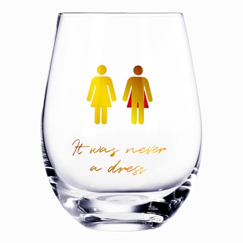 ItWasNeverADress Weinglas mit Aufschrift "It Was Never a Dress, It Was Always A Cape", Geschenk für Frauen, Mutter, Ehefrau, Freundin, stärkende feministische Tasse, Geschenk für Freunde, RBG Weinglas von The Wine Savant