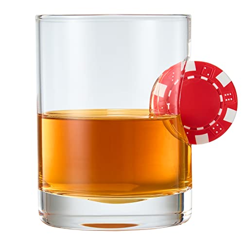 Poker-Chip-Whisky- und Weingläser, 1 Stück, Up The Ante Stuck In The Glas, Pokerchip, Cocktailgläser, Gambler-Geschenk, handwerkliches Kristallglas – Geschenkidee für Ihn, Sommer, Einweihungsfeier von The Wine Savant