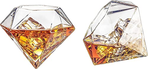 The Wine Savant Diamond Whiskey Gläser, Scotch, Bourbon oder Weingläser, 2 Stück, Old Fashion Elegante Spirituosen Gläser von The Wine Savant