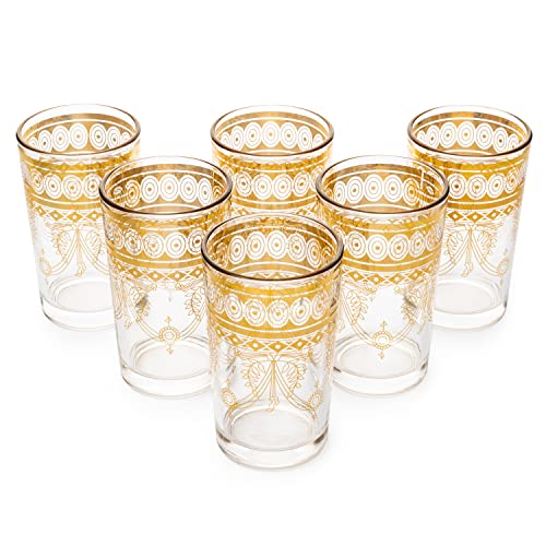 The Wine Savant Gold Marokkanische handgemachte Mehrzweck Gläser, 220 ml, Marokkanische Tee- und Weingläser aus Marrakesch und Casablanca, 6 Stück The Wine Savant Gold Marokkanische handgemachte Mehrzweck Gläser, 220 ml, Marokkanische Tee- und Weingläser aus Marrakesch und Casablanca, 6 Stück von The Wine Savant