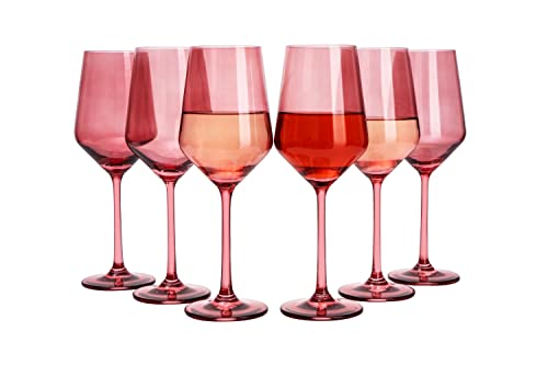 Weingläser-Set, 340 ml, mundgeblasene italienische Kristalle, Bordeaux-Weingläser, hochwertige farbige Glaswaren, 340 ml, Rose, 6 Stück von The Wine Savant