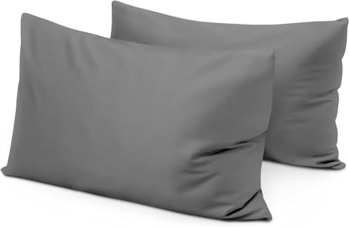Reise-Kissenbezug für Kleinkinder, 33 x 45,7 cm, dunkelgrau, 2 Stück, 100 % ägyptische Baumwolle, Fadenzahl 600, Samll Kissenbezüge mit Reißverschluss, Dunkelgrau, Kleinkind 33 x 45,7 cm von The3amenterprise