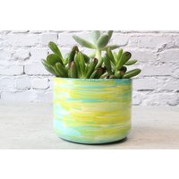 Handbemaltes Glas Pflanzgefäß | Türkis, Gelb Und Gold Glitter Handbemaltes Glas Pflanzgefäß | Türkis, Gelb Und Gold Glitter von The750Home