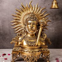 Messing Hanuman Büste Statue 33 cm - Einzigartiges Religiöses Dekor Für Haus Altar Tempel Einzigartige Geschenk Figur Spirituelles Dekor, Puja von TheAdvitya