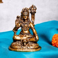 Messing Lord Shiva Statue 4.5 Zoll - Spirituelle Wohnkultur Hindu Figuren Set Gott Idol Für Pooja, Altar Dekor, Geschenk von TheAdvitya