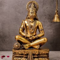 Messing Meditierende Hanuman Statue 15 Zoll - Handgefertigte Lord Figur Für Spirituelle Wohnkultur, Pooja, Geschenk von TheAdvitya