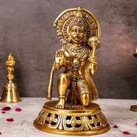 Messing Sitzende Hanuman Statuen 11 Zoll - Spirituelles Wohndekor Einzigartiges Geschenk Hindu Gott Figur Set Für Puja von TheAdvitya