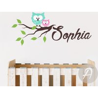 Kinderzimmer Wand Namen Aufkleber Eulen Wand-Dekor Vinyl-Wand-Aufkleber Mit Personalisiert Benutzerdefinierte Name Wand-Dekor-Ai013 von TheAmeliaDesigns