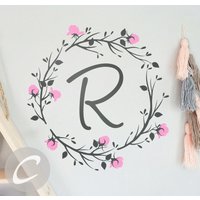 Name Kinderzimmer Wandtattoo Benutzerdefinierte Monogramm Wandtattoos Personalisierte Vinyl Wand Anfangsaufkleber Rosenzweig Initiale -Ai001 von TheAmeliaDesigns