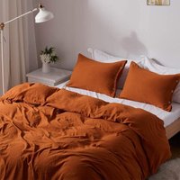 Orangefarbenes Bettwäsche-Set, Weicher Bettbezug, Bettbezug Aus Stonewashed-Baumwolle Twin/Full Queen King von TheArtBoxStoreIN