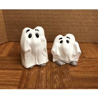 2 Keramik Maus Geist Halloween Dekor Neu Handmade in Usa Vintage 1979 von TheArtRoom1989