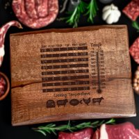 Grillen Geschenk Für Papa, Grill-Schneidebrett, Live Edge Butcher Block, Temperaturtabelle Schneidebrett, Opa Geschenk, Schneideblock, Best Dad von TheArtisansTales