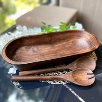 Holzschalen Handgefertigt, Akazienholzsalatschüssel, Große Teigschüssel, Brotschüssel, Außendekorgeschenk, Walnussfarbe Küchengeschirr von TheArtisansTales