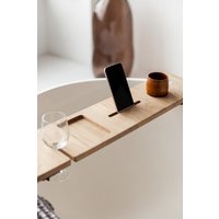 Badetablett, Badewannenablage, Holztablett, Badeaccessoires Halter, Home Spa, Badetabletten Badewannen Caddy Tablett, Badebrett von TheBMWorkshop