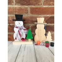 Weihnachten Schneemann Holz Bastelset, Basteln Für Erwachsene Und Kinder Mit Farbe Pinsel, Winter Diy Geschenk, Kardinal Baum von TheBarnDoorCrafts