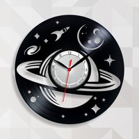 Kosmos Uhr Raum Wanduhr Planet Geschenk "Osmos Themen Geschenke Rakete Rekord Schwarz Wand Dekor Kunst von TheBeautifulItems