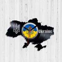 Ukrainisch Patriot Ukraine Trident Uhr Karte Dekor Schwarze Wanduhr Flagge von TheBeautifulItems