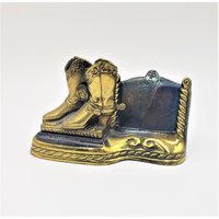 Business Victorian Style Art Deco Stil Messing Kartenhalter Boots Cowboy Stifthalter von TheBeeskneesTreasure