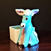 Esel Critter Keramik Übertopf Baby Boho Cottage Core Bunt Vintage Große Größe Sukkulenten Kleine Terrasse Fenster von TheBeeskneesTreasure