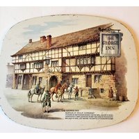 Vintage George Inn Tavern Design Britain Ofen Und Theke Matte 7 X 9 Zoll Untersetzer von TheBeeskneesTreasure
