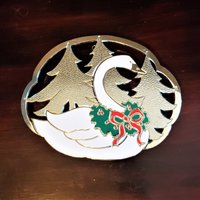 Wm. Ein Rogers Silverplate Swan Topfuntersetzer, Weihnachten, Original Box 1987 New Oneida Wm. Ein Rogers Silverplate Swan Topfuntersetzer, Weihnachten, Original Box 1987 New Oneida von TheBeeskneesTreasure