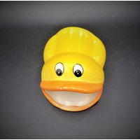 Yellow Rubber Duckie Big Mouth Scrubby Halter Küchenwaschwamm Seifenschale Keramik Handbemalt von TheBeeskneesTreasure