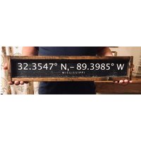 Mississippi | | Ms Längengrad Und Breitengrad Zeichen Rustikale Geschenk Für Ihn/Sie Hochzeit Stadt, Bundesstaat Schwarz & Weiß Abschluss von TheBirchLambRoad